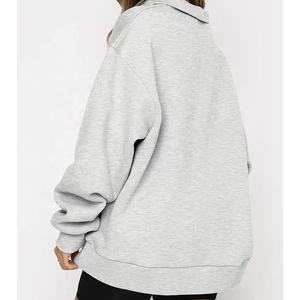 Sweat à capuche décontracté pour femmes pull à manches longues couleur unie sweat à demi-fermeture éclair haut surdimensionné fournisseur en vrac personnalisé - Product Image 3