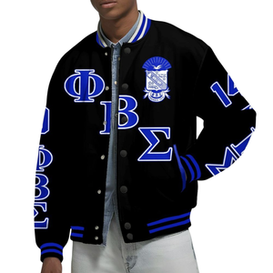 Phi Beta Sigma 1914 Letterman Varsity Jacket Bleu Blanc Grec Vie Fraternité Vêtements Chenille Broderie Collège Veste - Product Image 4