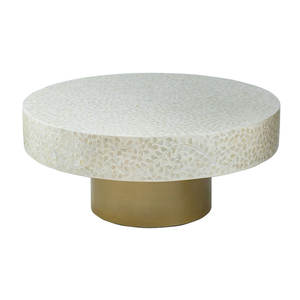 Table d'appoint moderne écologique tendance avec accents en nacre et base en métal, mobilier de qualité pour la décoration de la maison et des hôtels - Product Image 1
