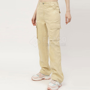 Pantalon cargo taille haute décontracté pour femme, 100 % coton, grande taille, respirant, écologique, pour l'extérieur - Product Image 4