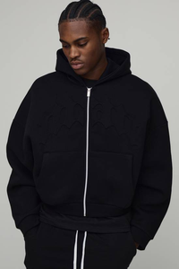 Sudadera con Capucha de Invierno Personalizada de Felpa Gruesa, Algodón de Alta Calidad 310 gramos, Cremallera Bidireccional, Ecológica, Cortavientos, para Hombre, Corte Holgado - Product Image 4