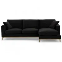 Canapé d'angle 3 places en cuir véritable de style européen avec rembourrage en éponge pour salon