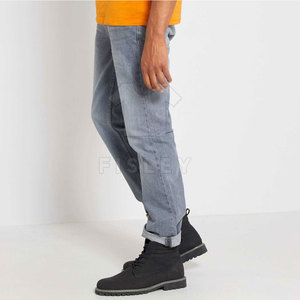 กางเกงยีนส์ผ้าฝ้ายปรับแต่งได้สำหรับผู้ชายกางเกงเอวสูงขนาดกลางแบบลำลองดีไซน์เรียบง่ายพร้อมโลโก้ส่วนตัว - Product Image 2