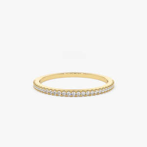 Anillo de Diamantes Cultivados en Laboratorio con Micro Pavé de Media Eternidad Deslumbrante, 0.15 Ctw, Color G, Claridad SI, Oro Sólido de 14K, Pieza Delicada para Combinar - Product Image 3