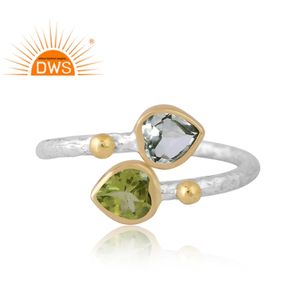 Bague en argent sterling dernière vente améthyste verte naturelle et péridot avec pierres précieuses fabricant de bijoux de conception personnalisée - Product Image 3