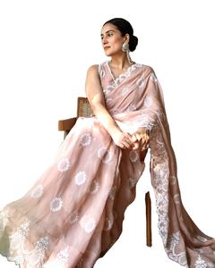 Último diseñador puro suave Organza hilo de seda bordado trabajo Sari vestido de alta calidad adultos fiesta Salwar vestido Lehenga Choli - Product Image 1