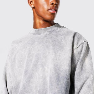 Sweat-shirt mélangé en coton délavé à l'acide de qualité supérieure pour hommes - Product Image 4