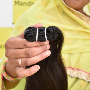 100% barato indio Natural puro joven solo donante extensiones de cabello virgen máquina de trama doble paquetes de cabello humano crudo recto - Product Image 1