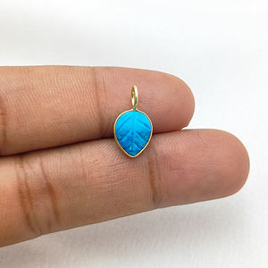 Colgante de piedra preciosa tallada en hoja de turquesa de plata 925 para collar y pulsera - Product Image 4