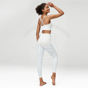 Ropa deportiva con logotipo personalizado para mujer, ropa de entrenamiento físico de cintura alta, conjuntos de Yoga de dos piezas, conjunto de sujetador y mallas para Yoga - Product Image 5