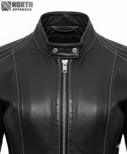 Chaqueta de cuero para mujer de talla adulta a la moda nueva llegada chaquetas informales de invierno cálidas con cremallera OEM personalizadas - Product Image 4