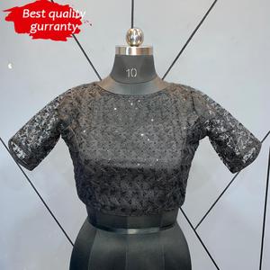Designer Fancy Trending Western Readymade Blouse Heavy Net Double Doublure avec Siffali Multi Sequence Broderie Travail pour Mariage - Product Image 6