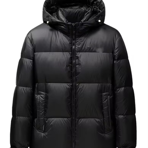Manteau bouffant d'hiver avec logo personnalisé pour hommes veste d'automne-hiver formelle fermeture à glissière manteau en tissu de toile imperméable vêtements chauds - Product Image 3