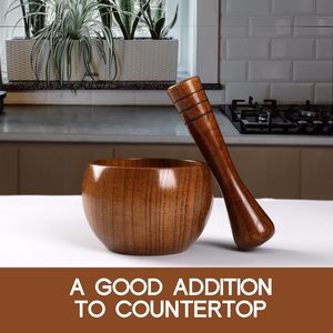 Wood Mortar and Pestle Set Wood <b>Grinder</b> Bowl for Guacamole, Salsa, <b>Herb</b> Crusher and Pill Manual Bowl Seasonings Pill Crusher - Product Image 6