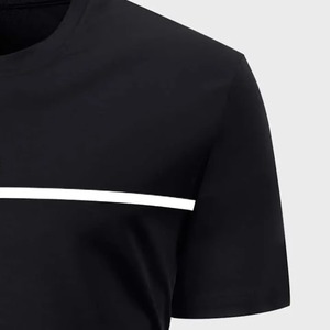 Ropa de verano de manga corta de Color negro personalizada, camisetas informales en blanco para hombre, camisetas 100% de algodón con cuello redondo para gimnasio, ropa para hombre - Product Image 3