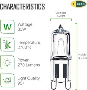 Bóng đèn <span class=keywords><strong>Halogen</strong></span> clar-g9 20W 33W 48W 220-240V, ánh sáng cường độ cao rõ ràng cho đèn sân khấu và đèn trong nhà - Product Image 2