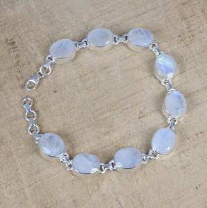 Bracelet en argent sterling avec pierre de lune arc-en-ciel, pierre précieuse ovale réglable, bijoux faits à la main, cadeau élégant pour femmes - Product Image 5