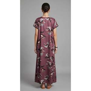 Alpine Designer Embroidered <b>Long</b> <b>Nighty</b> for Women Soft Breathable Printed Maxi with Side Pocket Size XS - Product Image 6