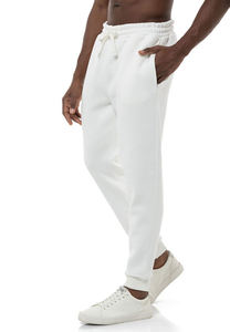 Ensemble sweat-shirt et pantalon de survêtement en molleton 100% coton, blanc uni, essentiel, pour l'hiver, logo et design personnalisés pour hommes - Product Image 6