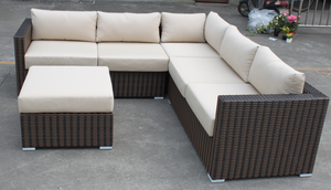 हॉट सेलिंग एल आकार के कोने रतन विकर गार्डन सोफे सेट सेशनल आंगन लक्जरी अवकाश उद्यान सोफा - Product Image 2