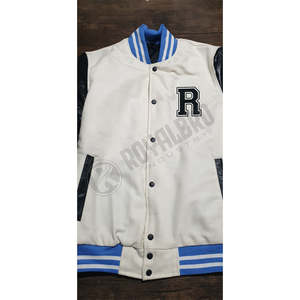Chaqueta Varsity Personalizada para Hombre |   Chaqueta Bomber Universitaria de Béisbol con Mangas de Piel de Vaca Genuina, Impermeable, Cortavientos y Transpirable, Estilo Urbano - Product Image 3