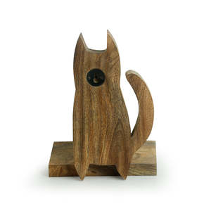 Hand Carved Mango Wood <b>Cat</b> Shaped <b>Wall</b> <b>Shelf</b> for Hanging Decorations on Birthday or Wedding Occasions - Product Image 5