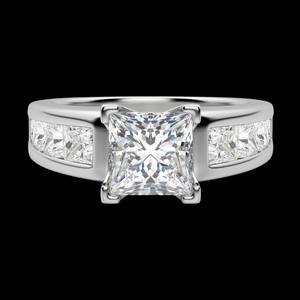Princess Cut Pave Set Anillo de compromiso de diamantes Vintage para mujer - Product Image 6