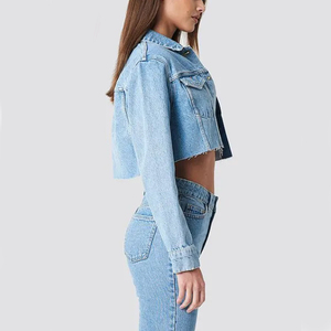 OEM Veste en jean élégante pour femmes avec col rabattu Veste en jean décontractée à manches longues Offre Spéciale - Product Image 3