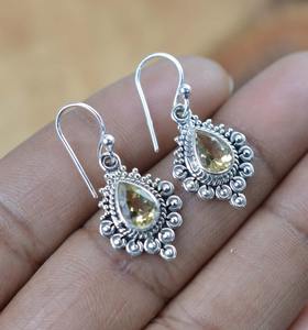 <b>Citrine</b> Gemstone Jewelry For Women Silver Boho Style <b>Earrings</b> Jewelry 925 Sterling Silver Trending Handmade <b>Earrings</b> Gift Mom - Product Image 5