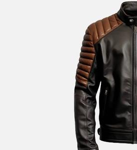 Men's Dual Color <b>Biker</b> Leather <b>Jacket</b> with Zipper Closure Casual Winter Style Finished - Product Image 2