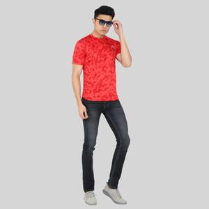 T-shirt à manches courtes en tricot 100% polyester bleu pour homme, 200g, style hip-hop, motif uni, respirant, séchage rapide, vêtements décontractés - Product Image 3