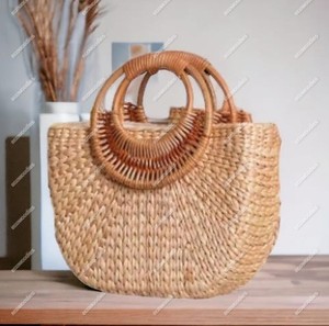 Stylish Halfmoon Bamboo <b>Tote</b> <b>Bag</b> <b>for</b> Fashionable Women <b>Summer</b> Vacation <b>Bag</b> Half Moon Bamboo Handbag Bamboo Handle <b>Bags</b> - Product Image 1