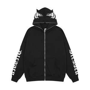 ปากีสถานเสื้อฮู้ดผู้ชายมีซิปสีดำปักลาย - Product Image 4