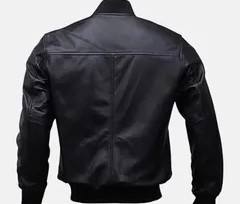 Chaqueta Bomber Negra para Hombre, Chaqueta Universitaria Informal de Béisbol, Piel de Cordero Suave, Corte Entallado, Ropa de Abrigo de Invierno Transpirable - Product Image 2