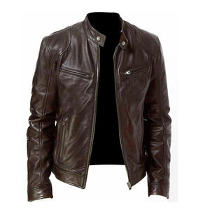 Chaqueta de cuello levantado de piel de vaca pesada para hombre, estilo de invierno con cremallera frontal, Equipo Impermeable para motocicleta a precio mayorista - Product Image 4