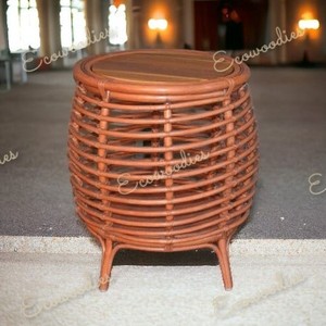 Mesa de bambú de ratán de nuevo estilo con mesa lateral superior redondeada mesas de centro de bambú canalizadas para sala de estar dormitorio mesa de té - Product Image 1