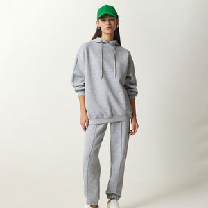 Ensemble de survêtement en molleton pour femme, logo personnalisé, poids lourd, automne-hiver, 2 pièces, jogging, vêtements de sport, ensemble de survêtement imprimé, vêtements d'entraînement - Product Image 4