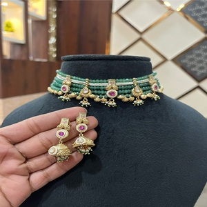 Beautiful Gold Plated <b>Kundan</b> Choker Necklace Set Earrings for Women Designer <b>Jewelry</b> for Wedding and Party Wear - Product Image 1