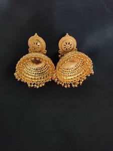 ชุดตุ้มหูพร้อม22CT ต่างหูชุบทอง Jhumka เครื่องประดับสำหรับผู้หญิงจากผู้ส่งออกอินเดีย - Product Image 2