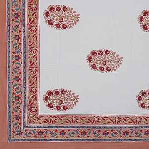 Cubierta de mesa de algodón hecha a mano al por mayor bloque de mano impreso diseño floral boda fiesta restaurante cocina comedor fiestas - Product Image 2