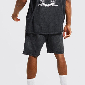 Vêtements de marque d'été Streetwear Hip Hop Ensemble de shorts délavés à l'acide/Prix de gros Ensemble de shorts pour hommes de taille normale Nouveau design - Product Image 6