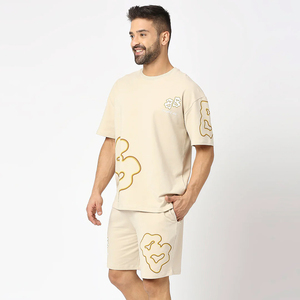 Ensemble de vêtements de sport d'été à séchage rapide pour hommes, haut à manches courtes et short de sport à taille élastique avec dessins attrayants - Product Image 3