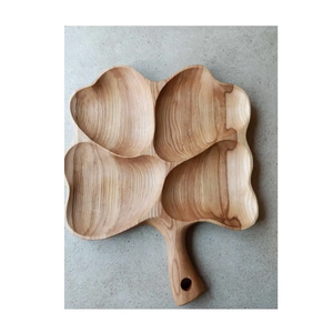 Assiettes de service au design moderne Assiette en bambou décorative en forme de feuille en bois naturel Snacks plateaux en bois aspect luxe - Product Image 6