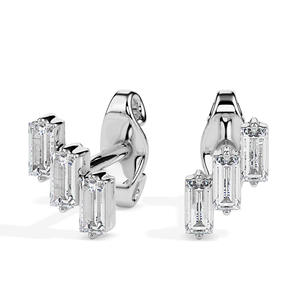 Boucles d'oreilles élégantes en or 14 carats avec diamant véritable certifié baguette pour fiançailles, mariage, cadeau de luxe pour elle - Product Image 5