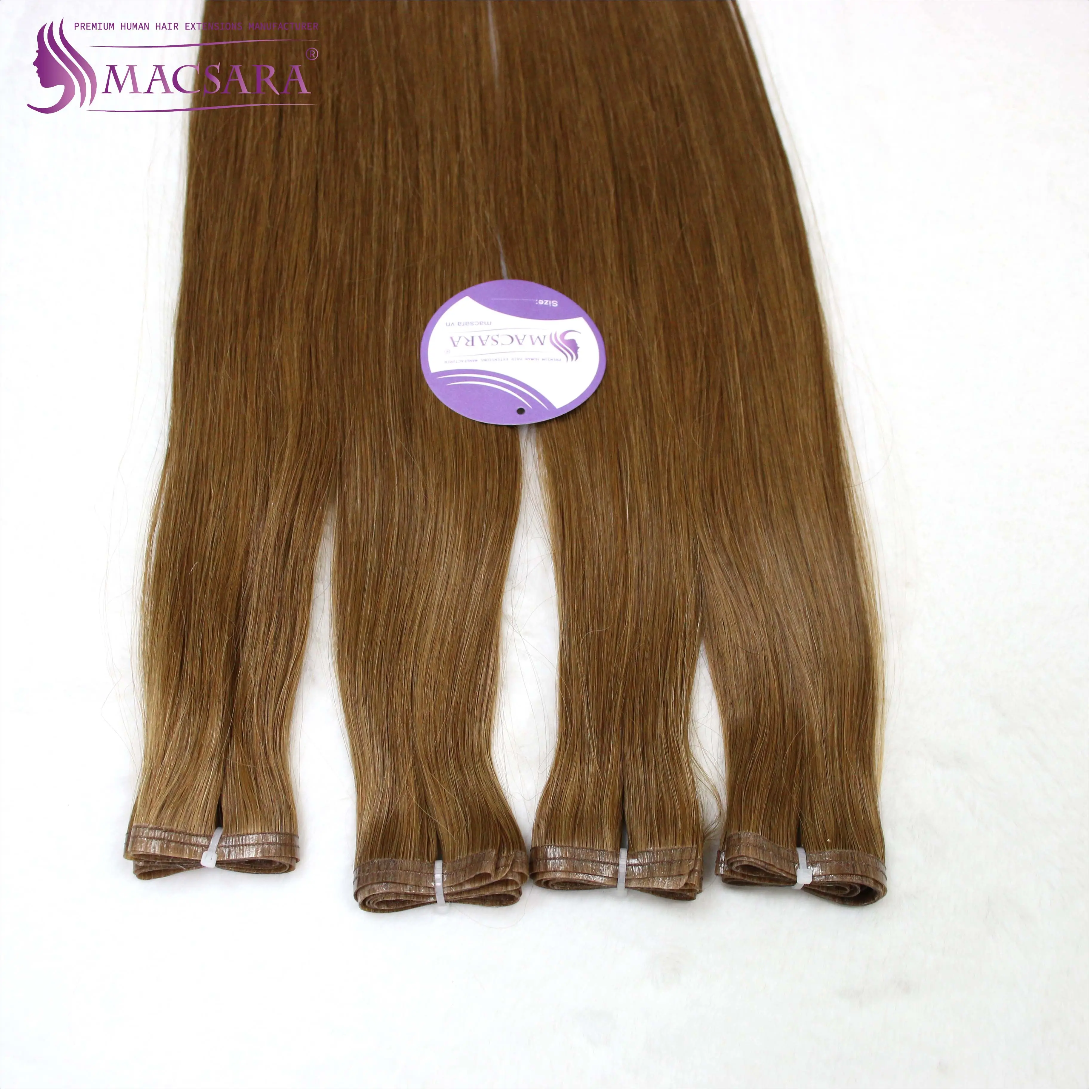 Оптовая продажа, высококачественные вьетнамские волосы, плоский уток, прямые светло-коричневые