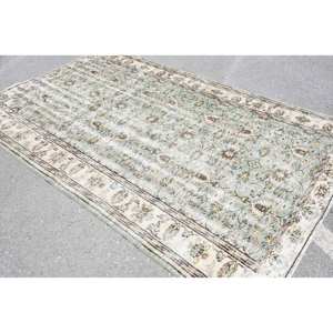 Alfombra turca Vintage azul Beige Floral gran área 6,5X9,9 pies Alfombra de lana con respaldo de látex para sala de estar pasillo para adolescentes - Product Image 3