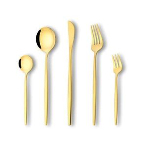 Juego de cubiertos dorados y delgados de lujo, cubiertos chapados en oro y espejo brillante, Decoración de mesa para eventos de boda, conjunto de cubiertos de acero inoxidable - Product Image 3