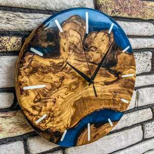 Horloge murale moderne en résine époxy faite à la main, couleur personnalisée, quartz, aiguille simple face, décoration artistique pour salon, bureau à domicile, intérieur - Product Image 4