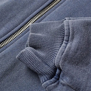 Ventes en gros de sweats à capuche pour hommes personnalisés, en tissu premium, coupe ample, effet délavé, avec appliques brodées, fermeture éclair - Product Image 6