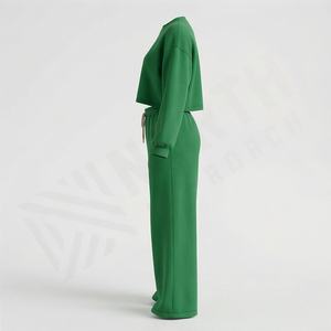 Ventes en gros de survêtements en molleton de coton d'hiver pour femmes, ensembles de 2 pièces, survêtement surdimensionné, épaules tombantes, respirant, ensemble de jogging, vêtements de sport pour la salle de sport - Product Image 3